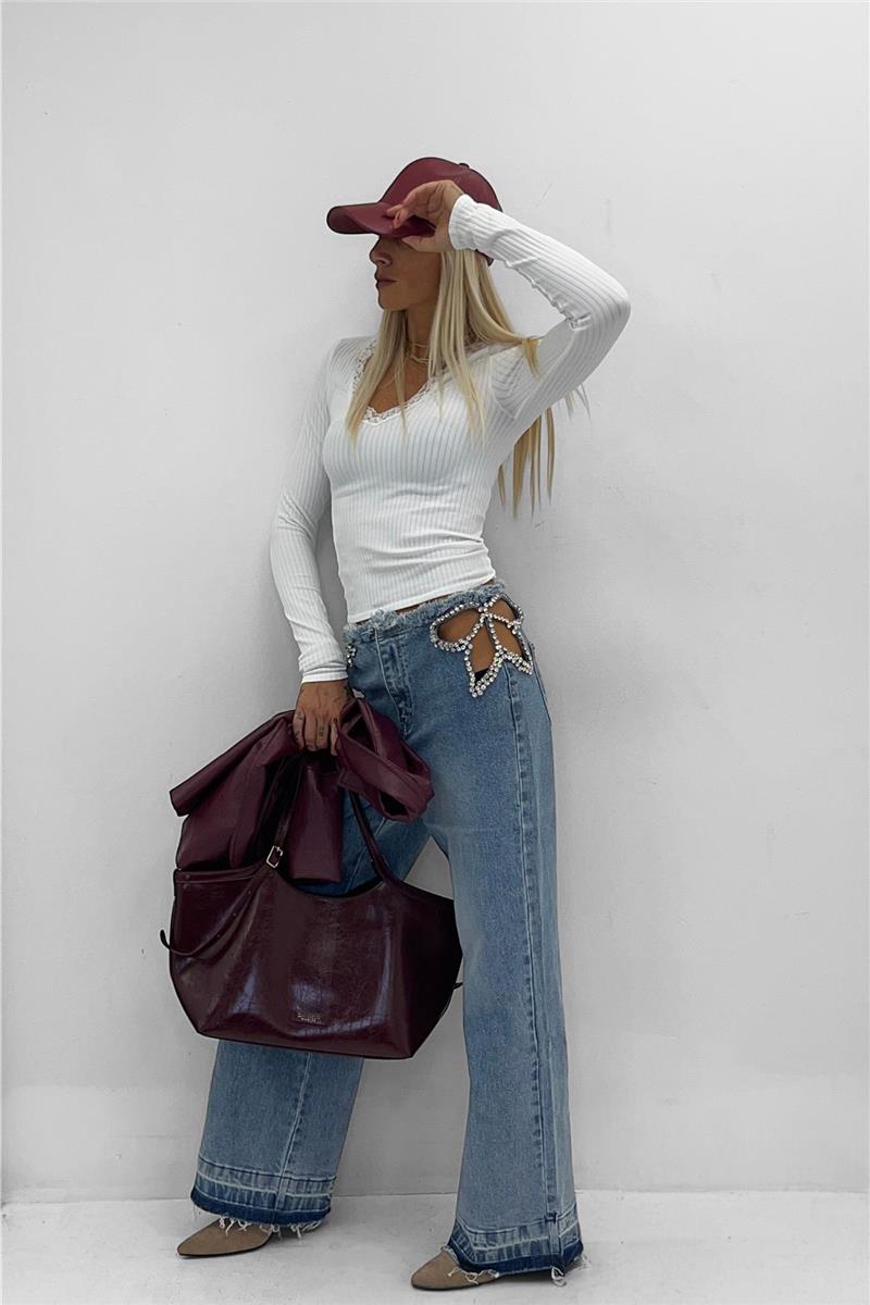 jeans modello wide leg bijoux